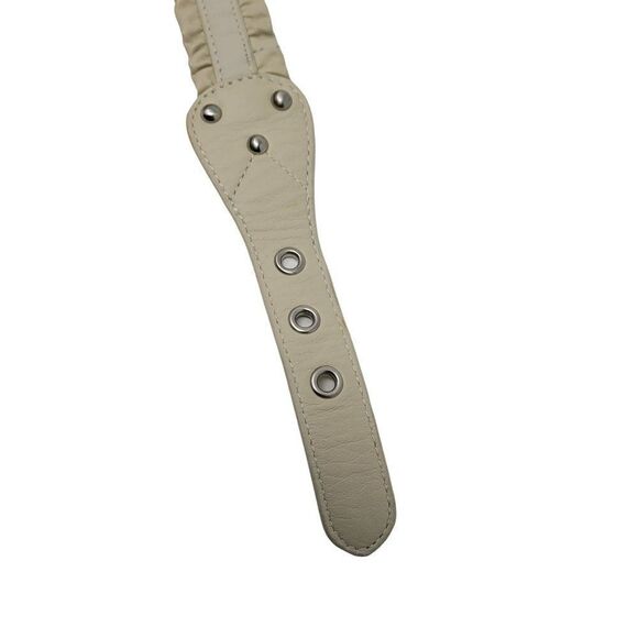 Vintage Coldwater Creek Leather Ruffle Boho Belt‎ M Off White Ivory Cottagecore main image 8
